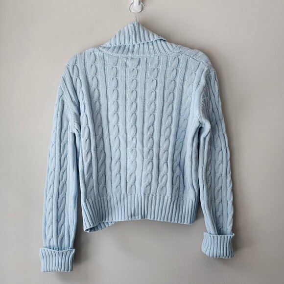 Burgess Cardigan Sweater | Women's Med | The Kiki, Frost Blue, Cable Knit NEW - Picture 4 of 11